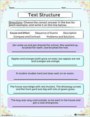 Free Text Structure Worksheets: Analysis and Comprehension