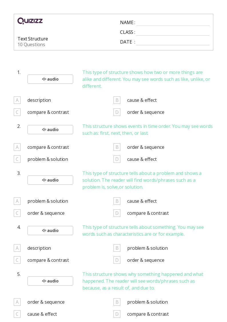 50+ Analyzing Text Structure worksheets for 3rd Grade on Quizizz ...