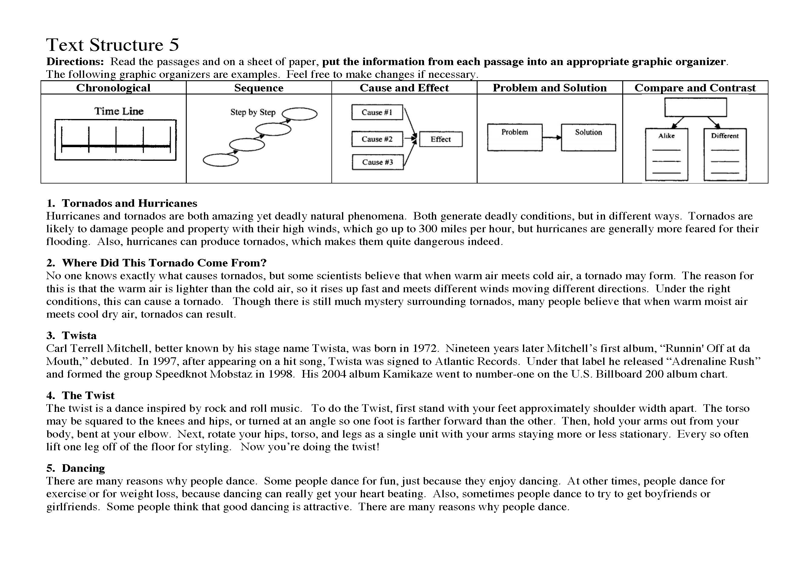 Text Structure Worksheets | Reading Activities - Worksheets Library image.