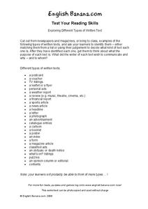 text types worksheet