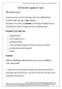 Types of Text Lesson Plans &amp; Worksheets | Lesson Planet