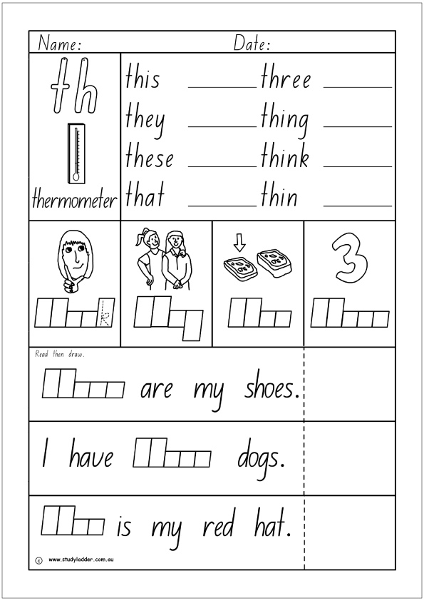 Activity Sheet- Digraph th - Studyladder Interactive Learning Games