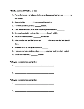 than and then worksheet
