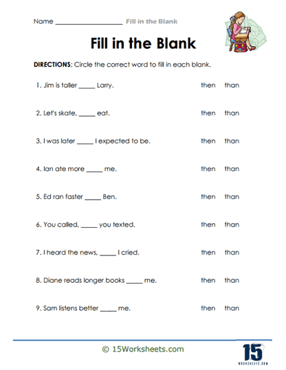 than and then worksheet