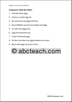 Spelling - Than or Then? Worksheet I abcteach.com
