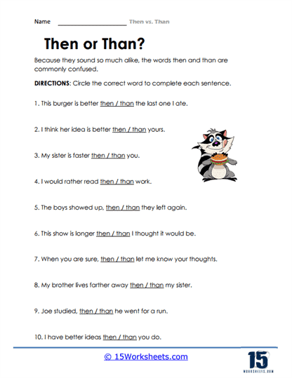 Then vs. Than Worksheets - 15 Worksheets Library