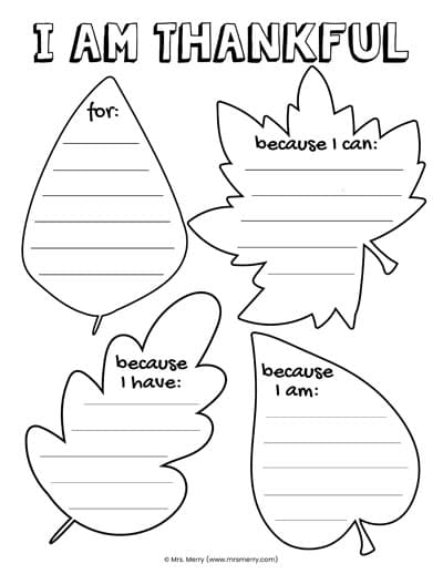 I Am Thankful Worksheet &  Gratitude Tree Printables | Mrs. Merry