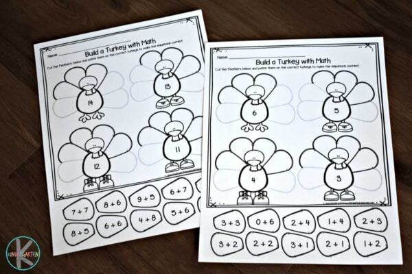 thanksgiving addition worksheet 2nd
