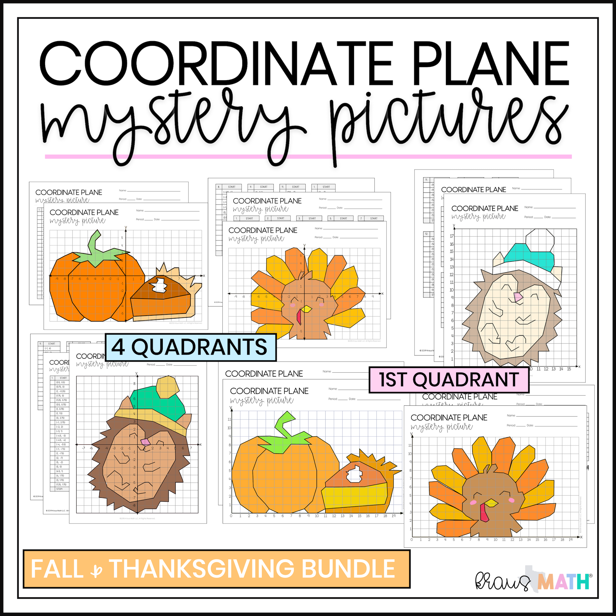 fall &amp; thanksgiving | coordinate plane activity - kraus math