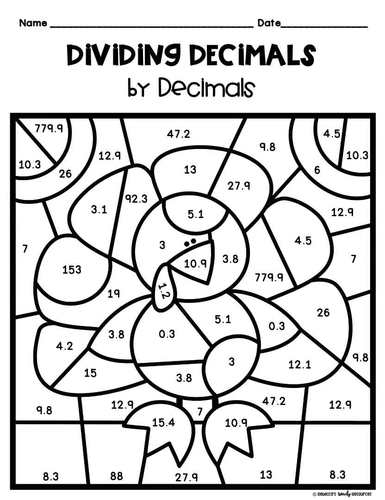 Thanksgiving Dividing Decimals Color by Number by Rebeccas Ready ...