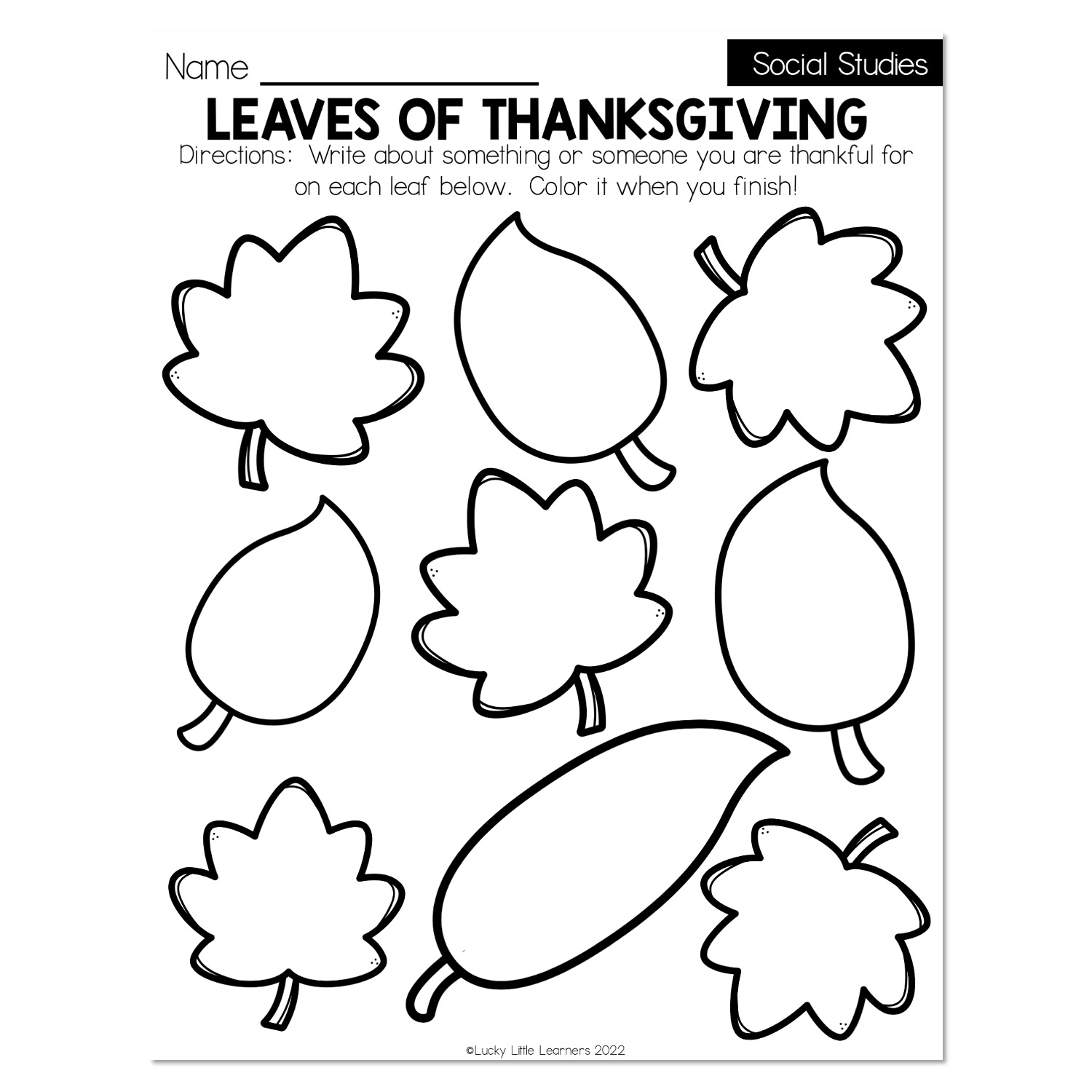 Fall- Early Finishers 1st Grade - Social Studies - Leaves of ...