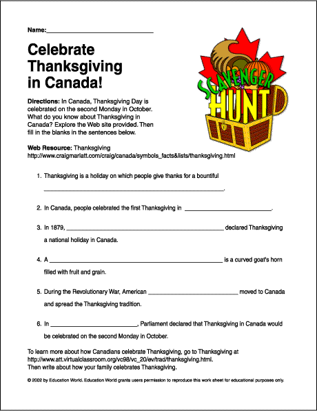 thanksgiving language arts worksheet
