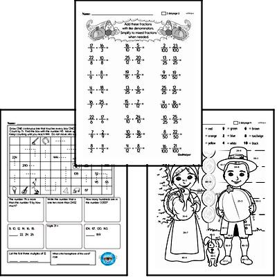 Free Third Grade Thanksgiving PDF Worksheets | edHelper.com