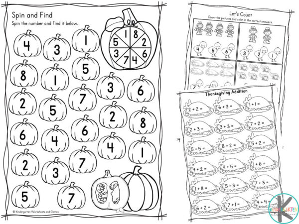thanksgiving math worksheet first grade