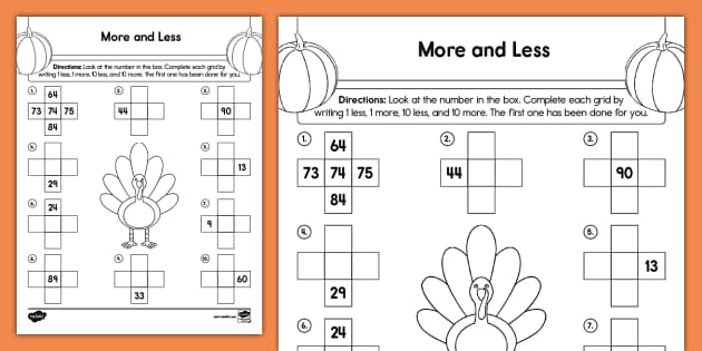 thanksgiving math worksheet first grade