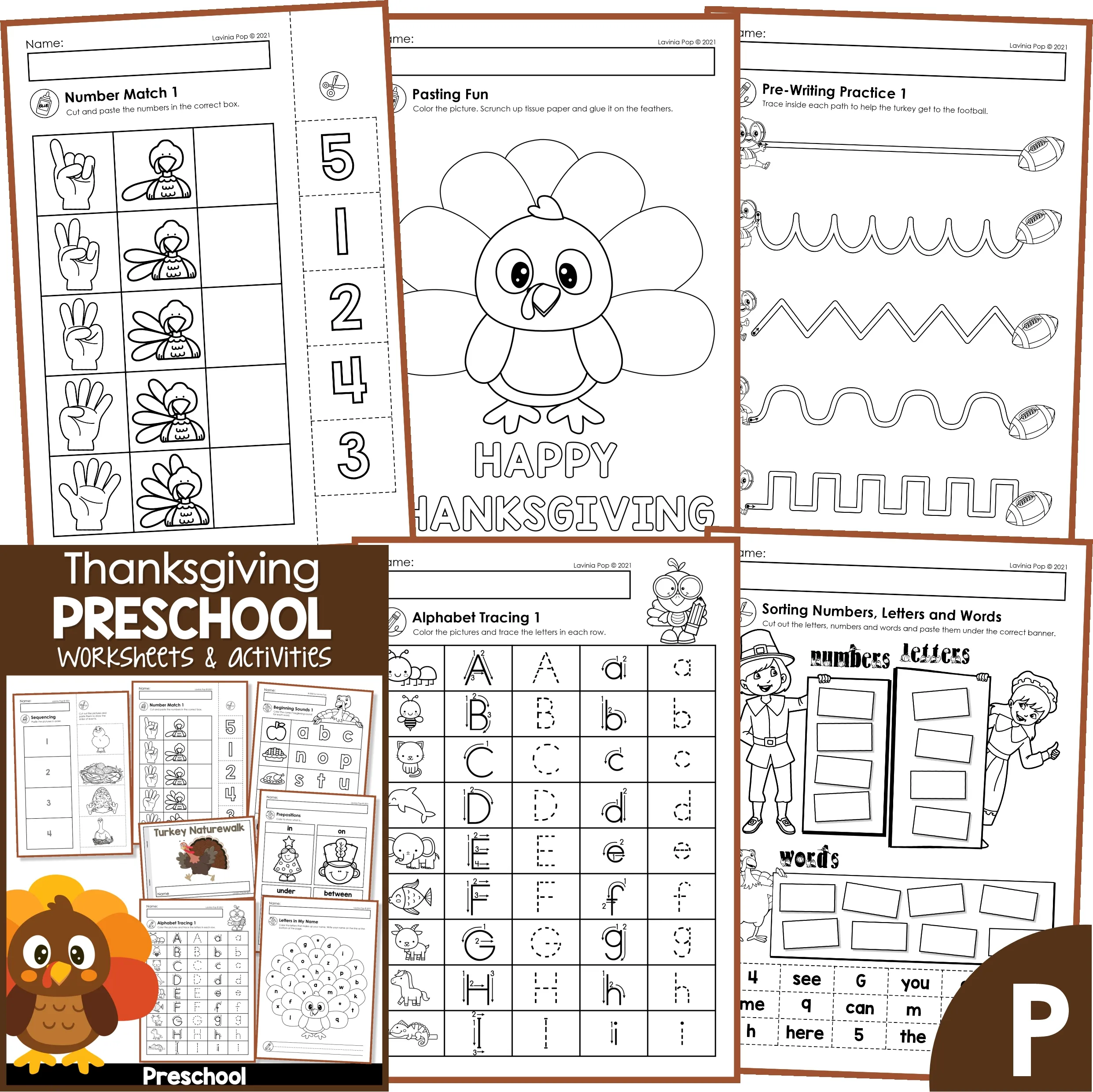 Thanksgiving No Prep Preschool Worksheets &  Activities - In My World