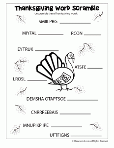 thanksgiving puzzle worksheet