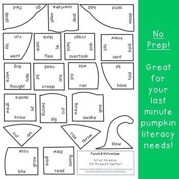 IRREGULAR VERBS Pumpkin Worksheet Alternative | Thanksgiving ...