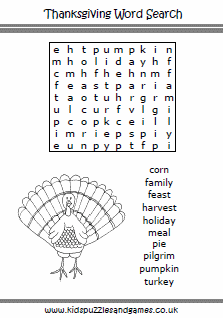 thanksgiving word search worksheet