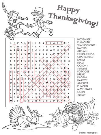 thanksgiving word search worksheet