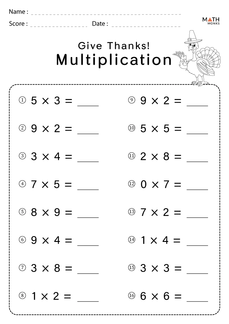 thanksgiving worksheet 4th grade