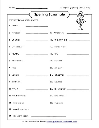 thanksgiving worksheet 5th grade