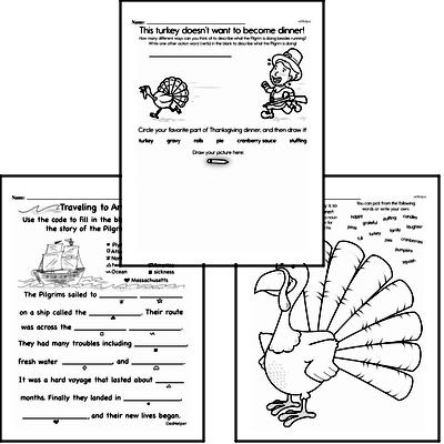 Free First Grade Thanksgiving PDF Worksheets | edHelper.com