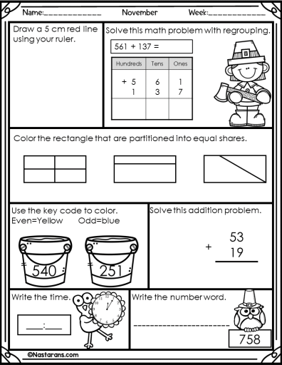 thanksgiving worksheet for 2nd grade
