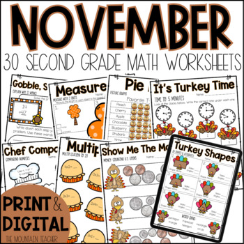 Thanksgiving Math Worksheets - 30 No Prep 2nd Grade November Math ...