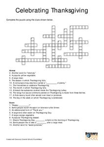 Celebrating Thanksgiving Worksheet for 3rd - 5th Grade | Lesson Planet