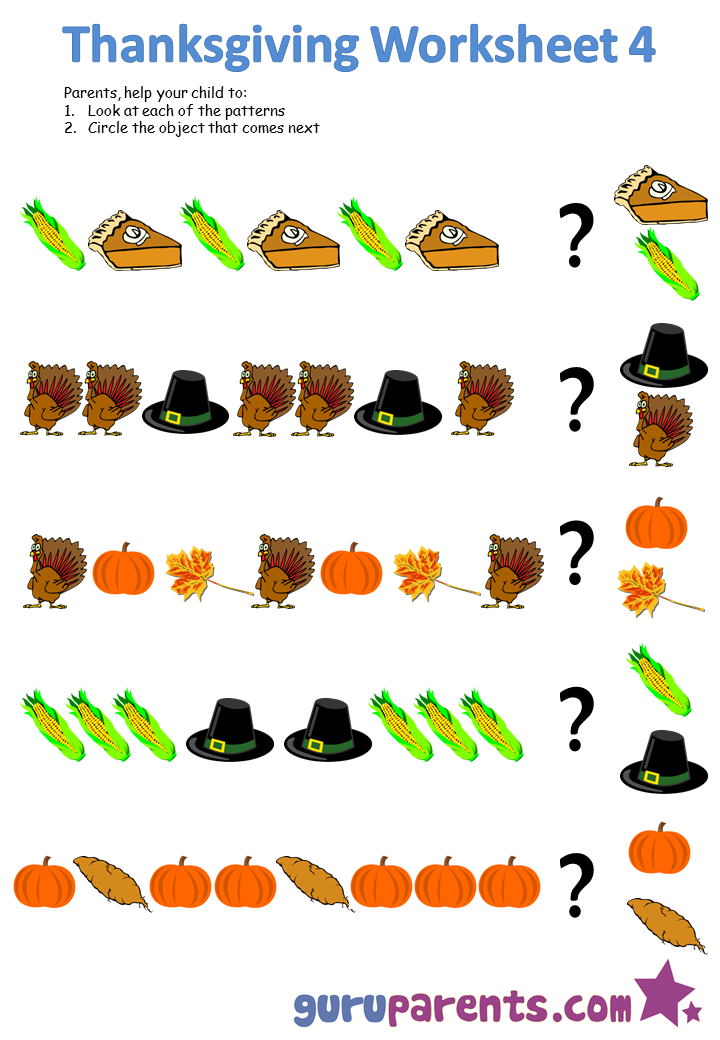 thanksgiving worksheet for pre kindergarten