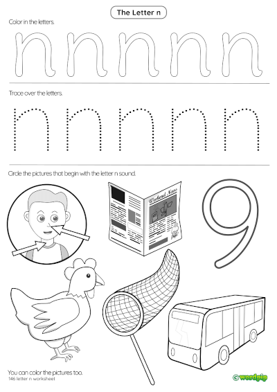 that begins with letter n worksheet
