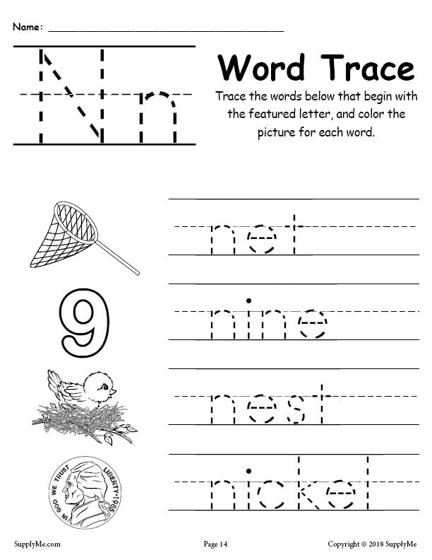 that begins with letter n worksheet