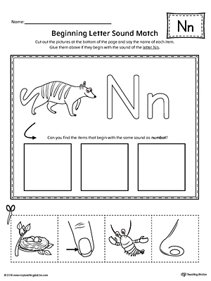 Letter N Beginning Sound Picture Match Worksheet ...