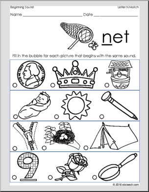 that begins with letter n worksheet