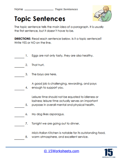 Topic Sentences Worksheets - 15 Worksheets Library