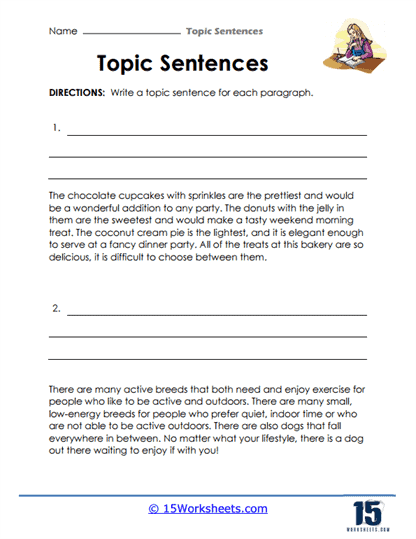 the best topic sentence worksheet