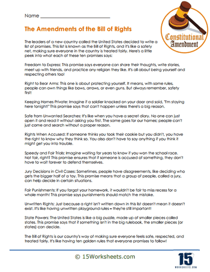 the bill of rights worksheet