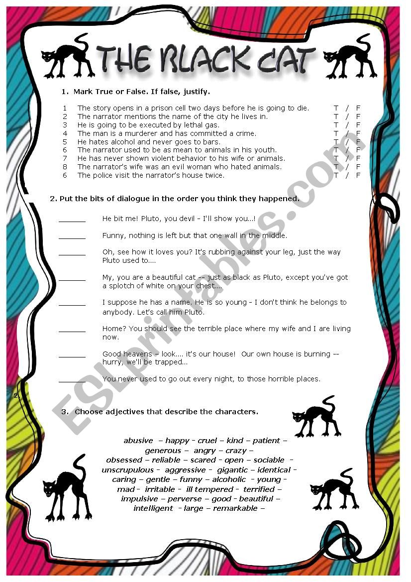 the black cat worksheet answers