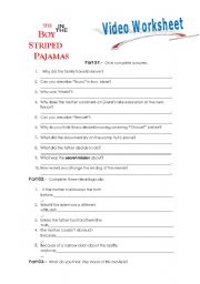 the boy in the striped pajamas worksheet