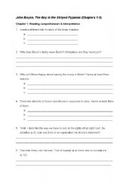 the boy in the striped pajamas worksheet