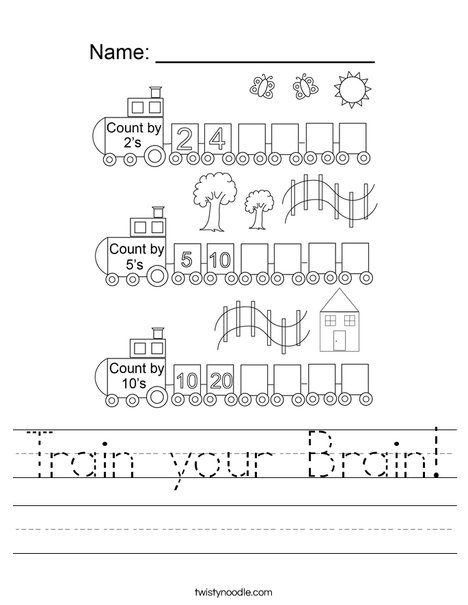 Train your Brain Worksheet - Twisty Noodle