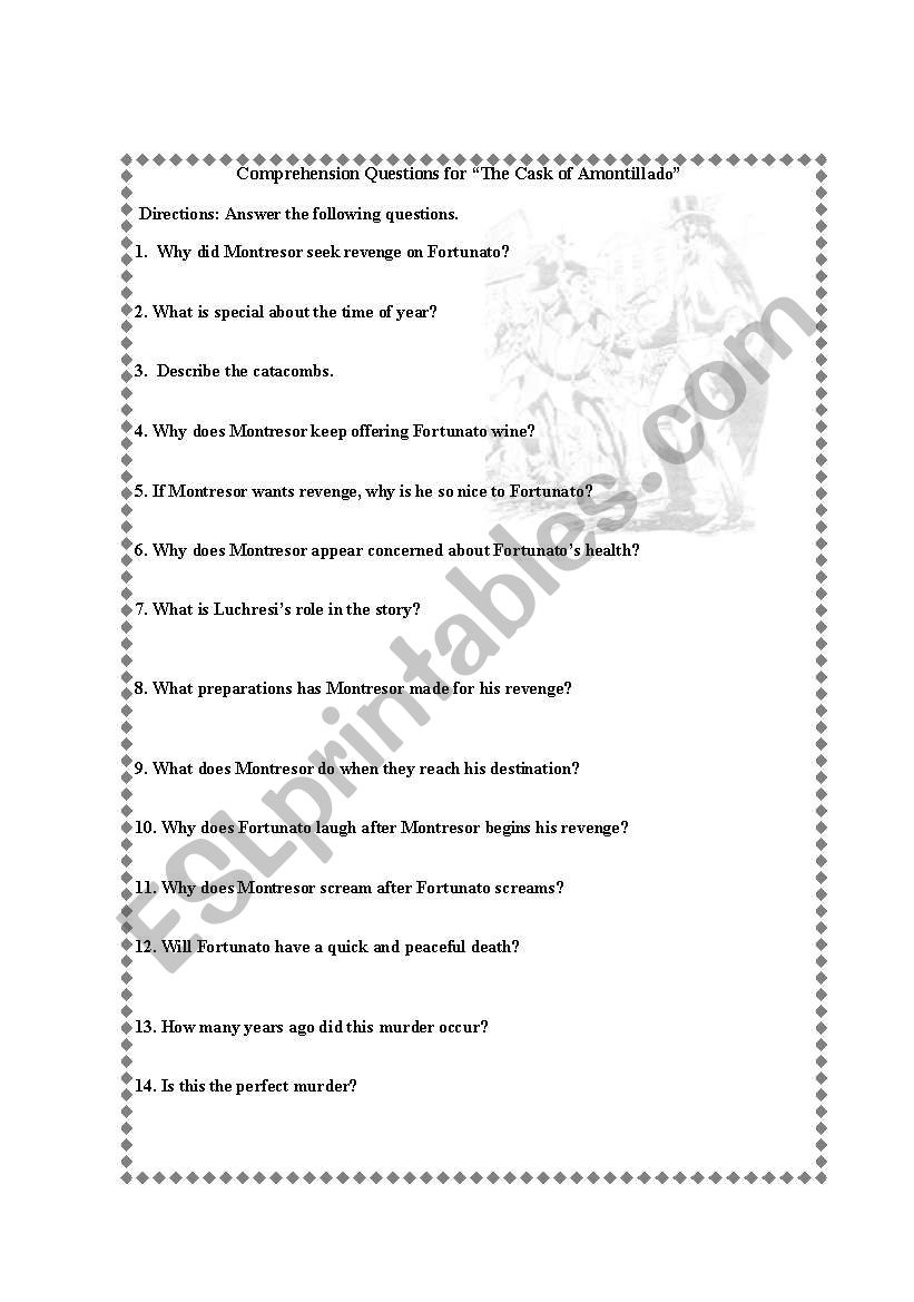 the cask of amontillado worksheet