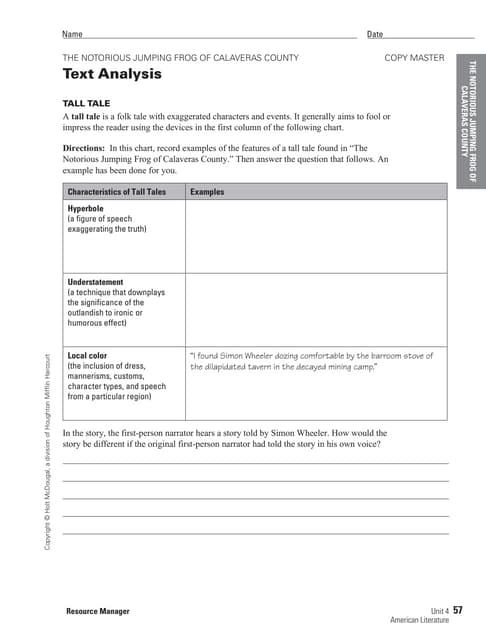 the celebrated jumping frog of calaveras county worksheet
