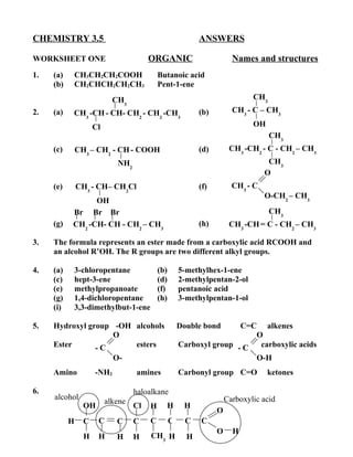 the complete organic chemistry worksheet answers