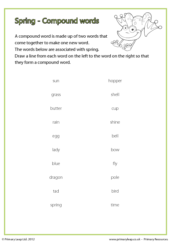 Spring Worksheet: Compound Words | Compound words, Spring ...