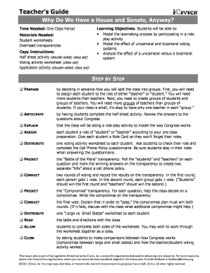 Why Do We Have A House And Senate Worksheet Answer Key - Fill and ...