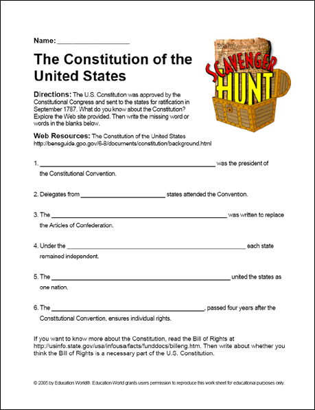 Constitution Worksheet