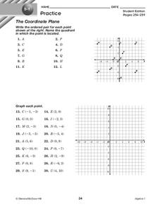The Coordinate Plane Worksheet for 9th Grade | Lesson Planet