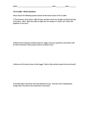 The Crucible Movie Worksheet Pdf - Fill Online, Printable ...
